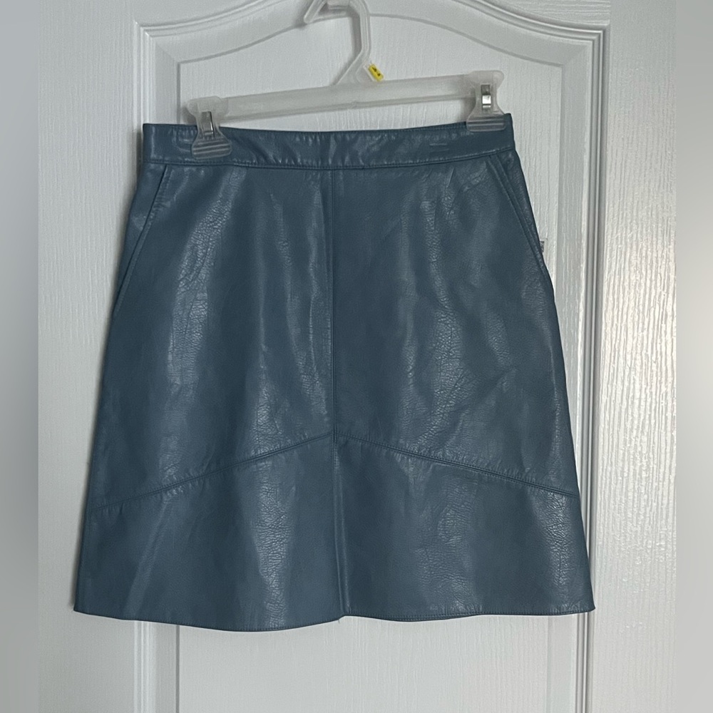Carolina blue Aline leather mini skirt Zara